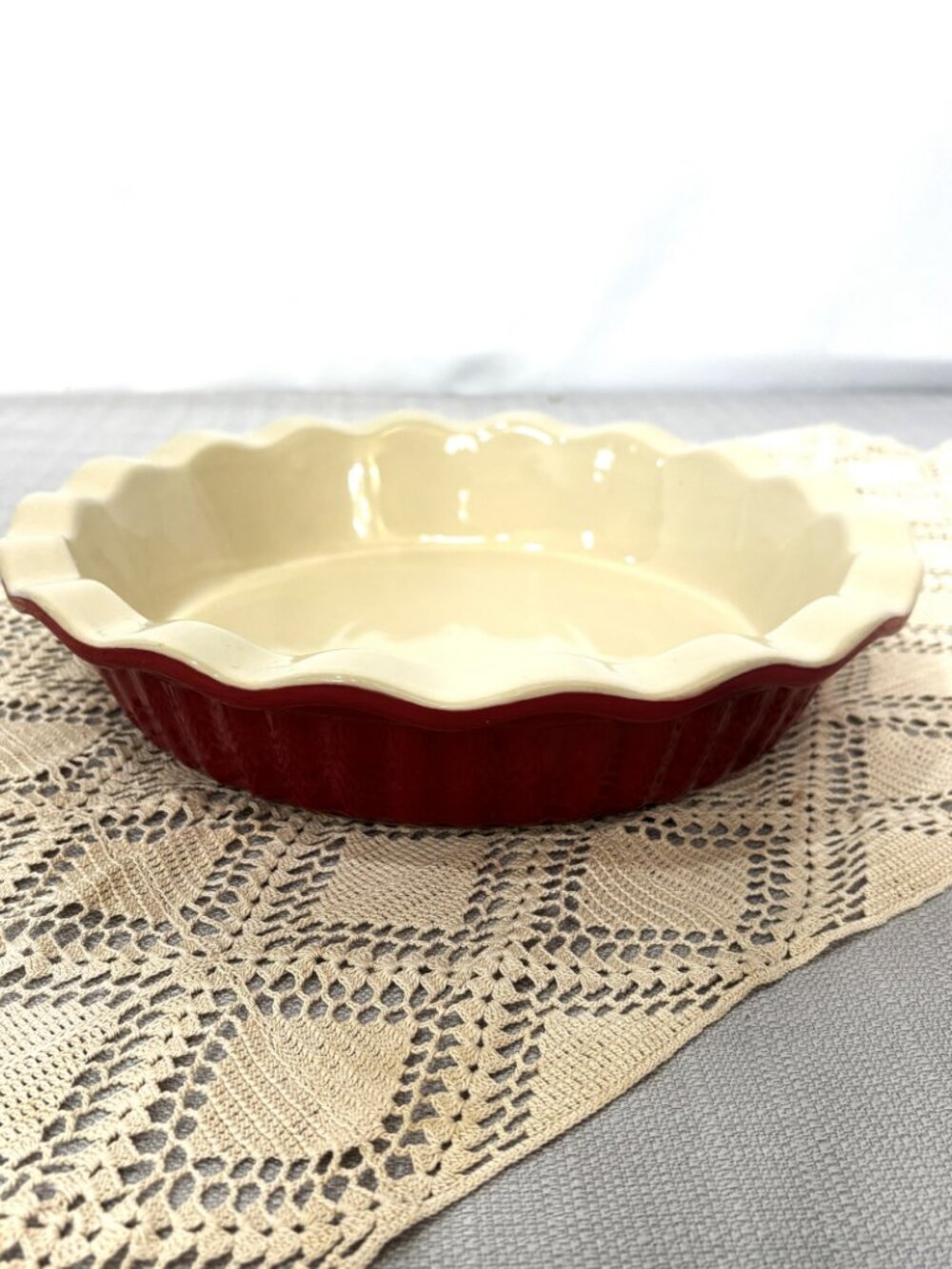 Good Cook 9” Ceramic Red Round Pie Plate w/ Ruffled Edge
